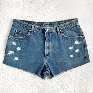 WRANGLER High Rise Distressed Cut Off Denim Shorts Size 38 / 16